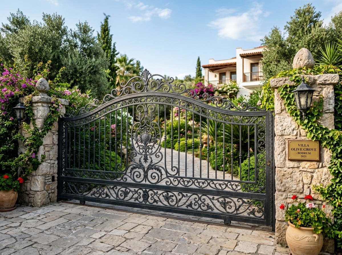 Ornamental iron sliding gate